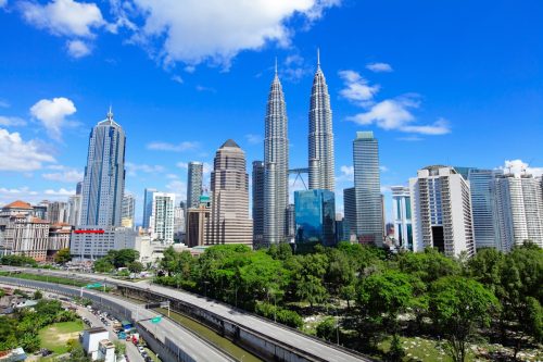 Petronas Towers in downtown Kuala Lumpur