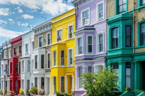 Colorful houses in Notting Hill in London