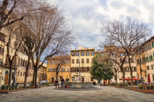 Piazzo Santo Spirito in Oltrarno district in Florence